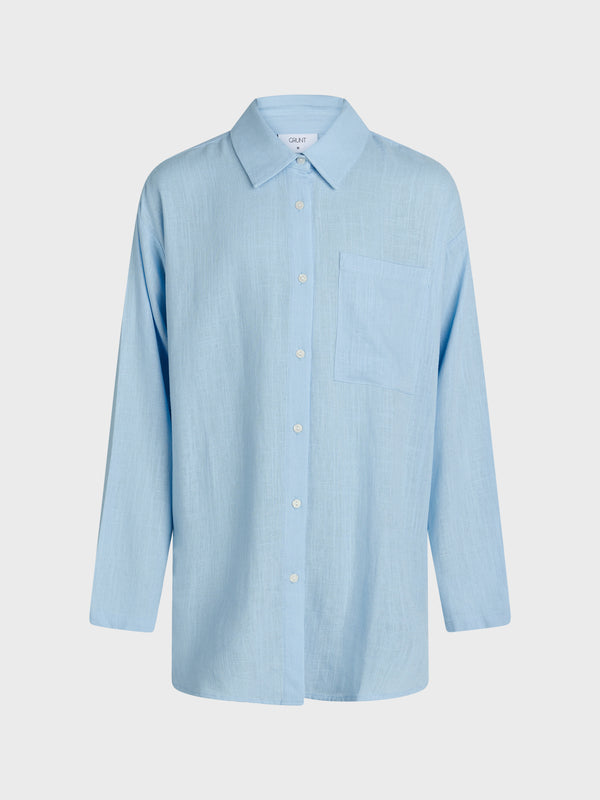 GRUNT Latti LS Linen Shirt Shirts Blue