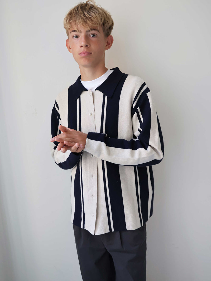 GRUNT GRBaja LS Knit Cardigan Knits Navy-Sand