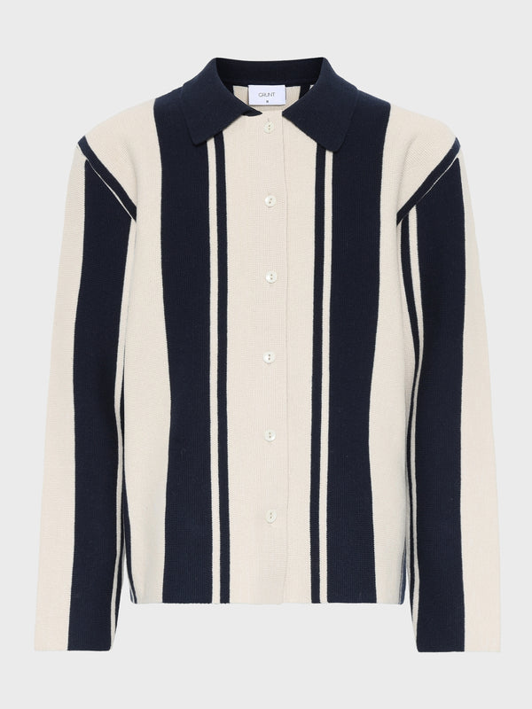 GRUNT GRBaja LS Knit Cardigan Knits Navy-Sand