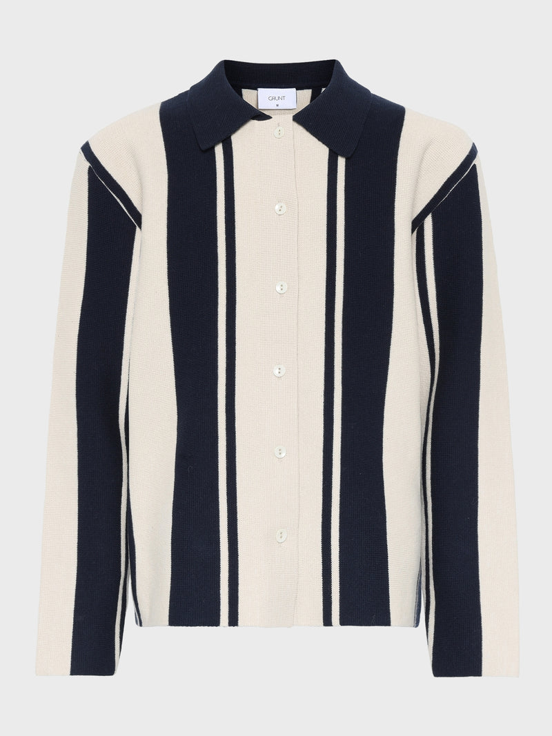 GRUNT GRBaja LS Knit Cardigan Knits Navy-Sand