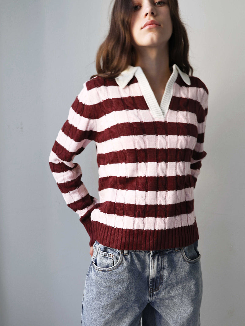 GRUNT GRBertage LS Stripe Knit Knits Dusty Rose