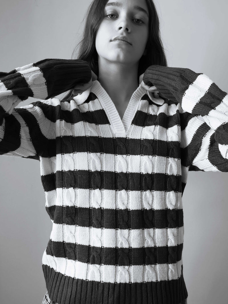 GRUNT GRBertage LS Stripe Knit Knits Dusty Rose