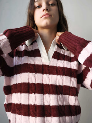 GRUNT GRBertage LS Stripe Knit Knits Dusty Rose