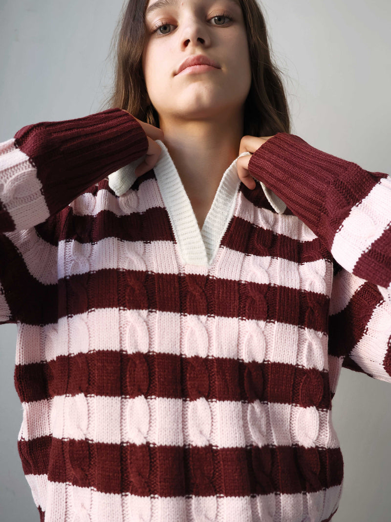 GRUNT GRBertage LS Stripe Knit Knits Dusty Rose