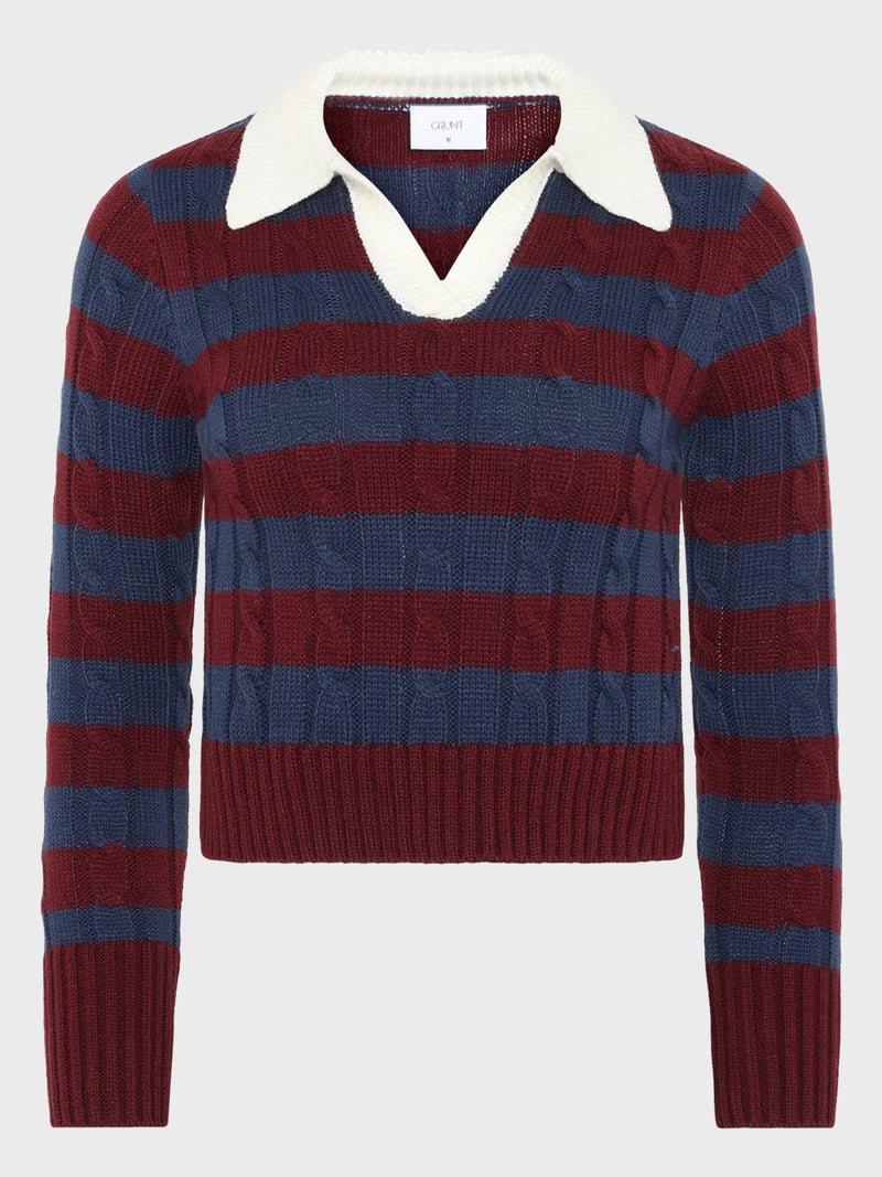 GRUNT GRBertage LS Stripe Knit Knits Navy-Red