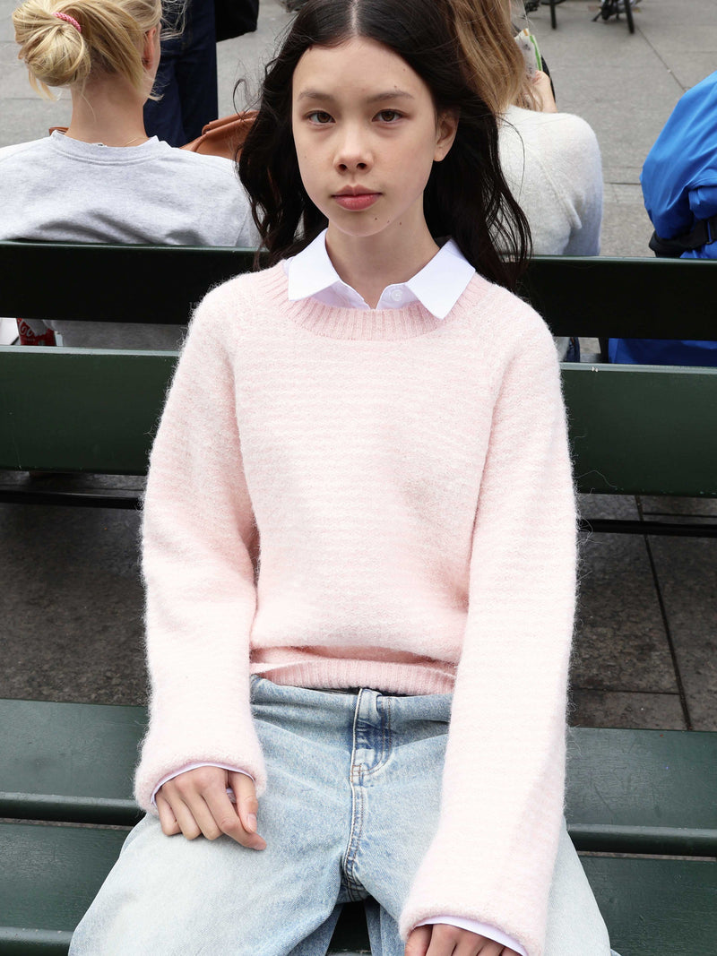 GRUNT GRCienne LS Crew Knit Knits Lyserød