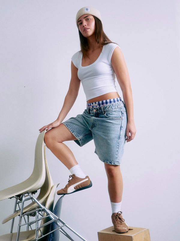 GRUNT GRGlori Mid-Rise Blue vintage Shorts Shorts Blue Vintage