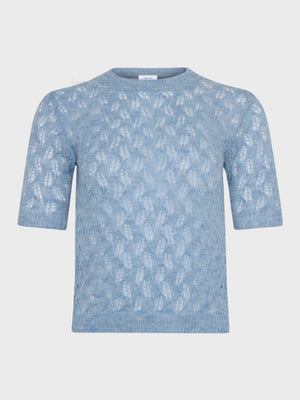 GRUNT GRGoa SS Leaves Knit Knits Light Blue