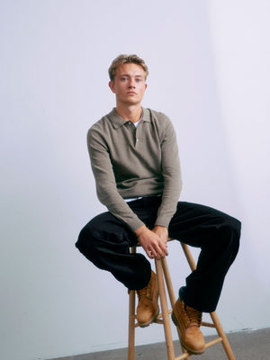 GRUNT GRHam LS Polo Knit Knits Nature Melange