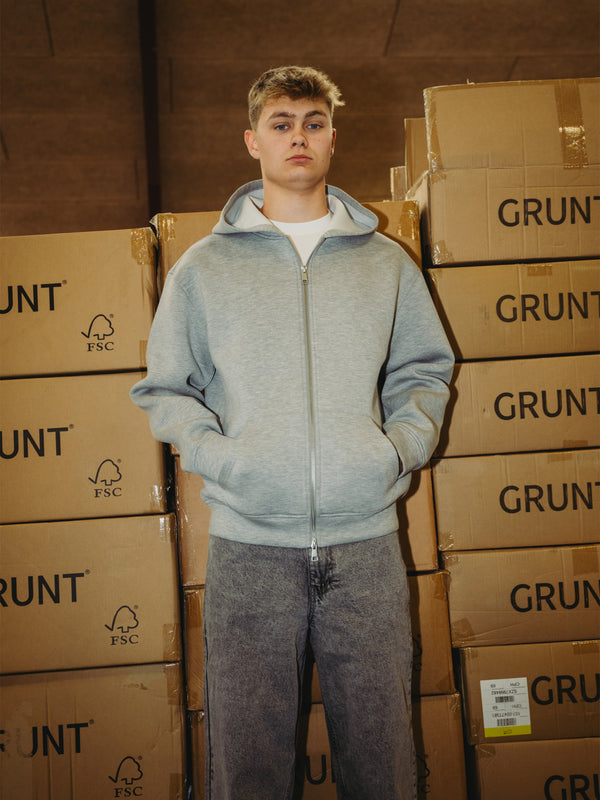 GRUNT GRHohen Scuba Zip Hood Jackets Grey Melange