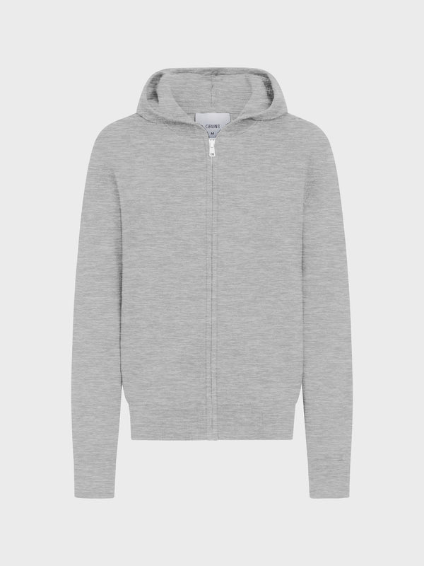 GRUNT GRJohn Zip Hood Knit Knits Grey Melange