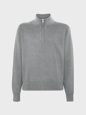 GRUNT GRLudvig Half Zip Knit Knits Grey Melange