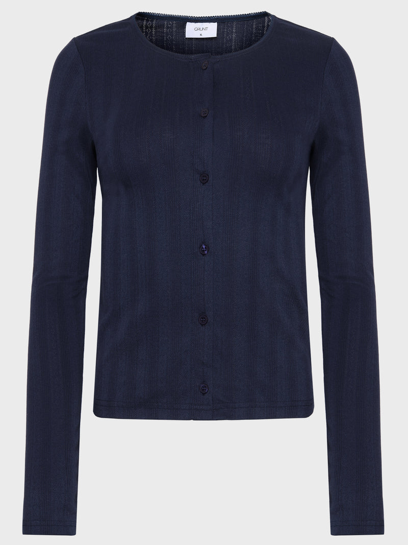 GRUNT GRPrat Needle LS Cardigan Vest Navy