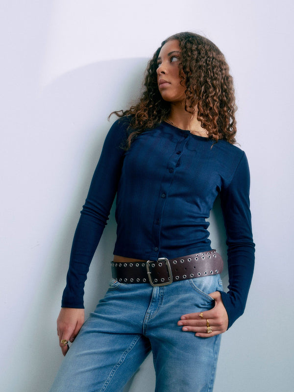 GRUNT GRPrat Needle LS Cardigan Vest Navy