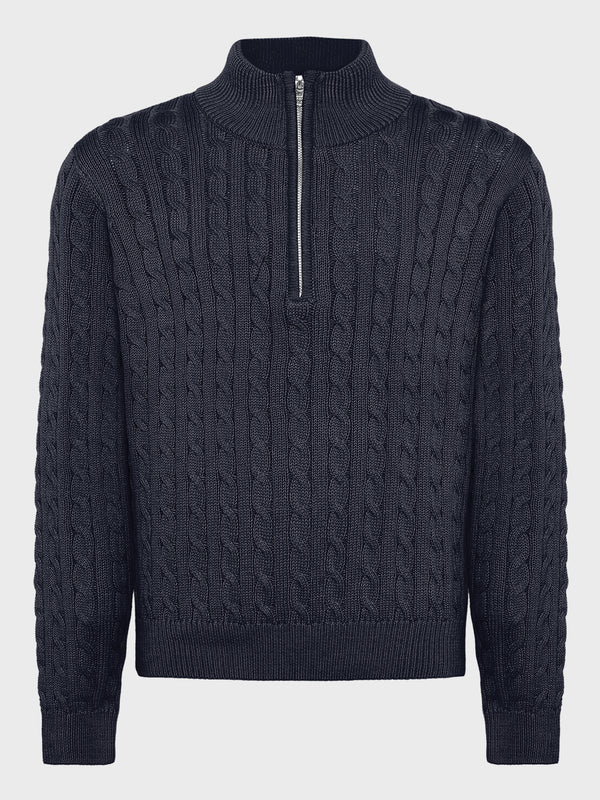 GRUNT GRTerrase LS Cable Half Zip Knit Knits Navy