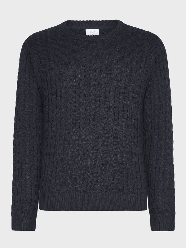 GRUNT GRTue Cable LS Knit Knits Navy