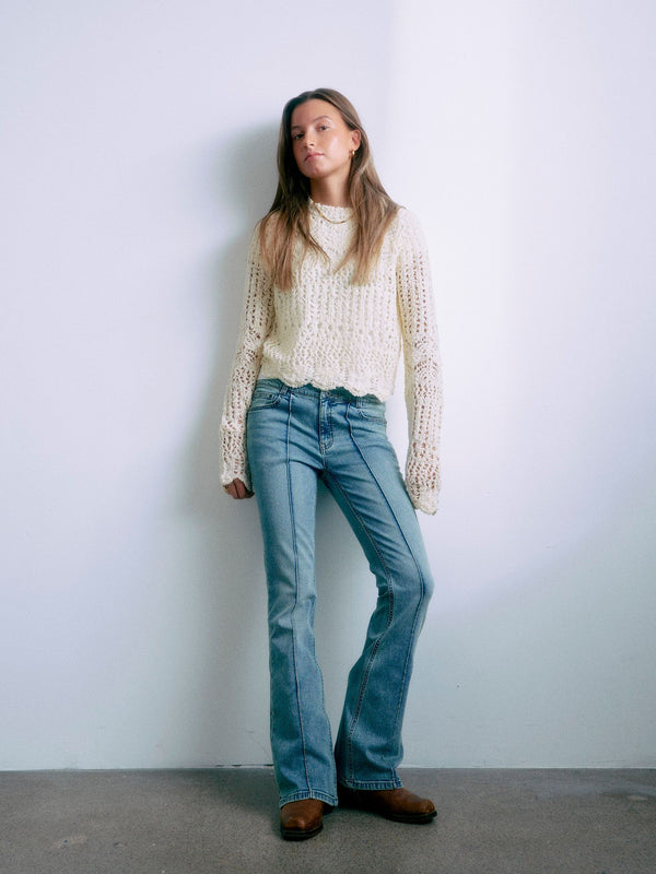 GRUNT GRVally low Flare Dirt Jeans Blue