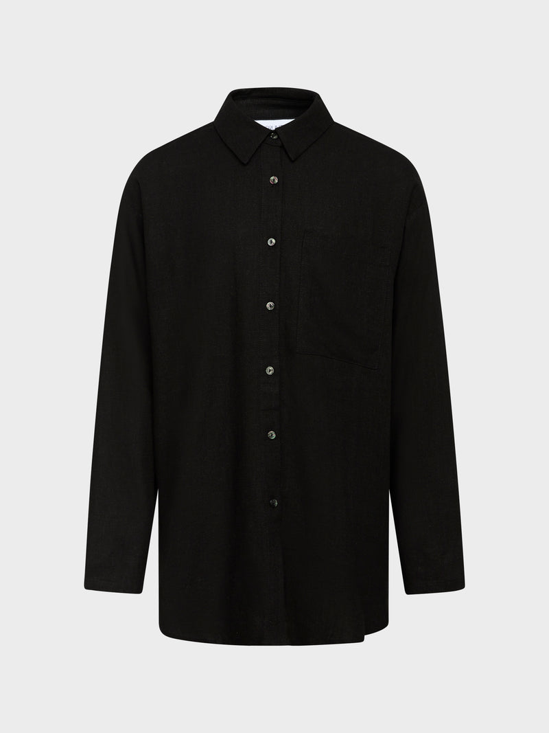 GRUNT Latti LS Linen Shirt Shirts Black
