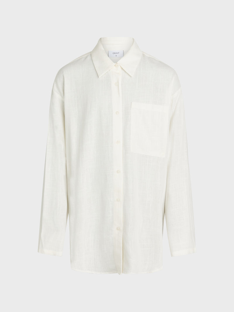 GRUNT Latti LS Linen Shirt Shirts White