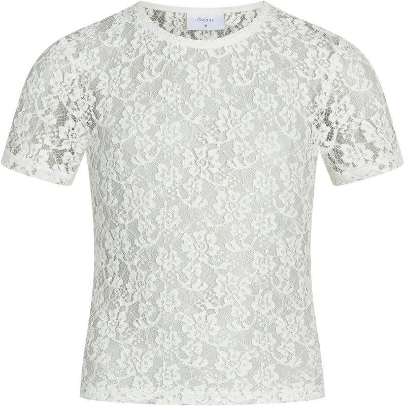 GRUNT Monata Lace Top T-Shirts Off White