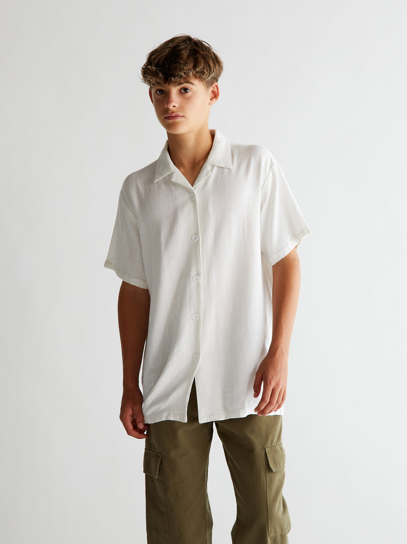 GRUNT Atos SS Linen Shirt Shirts White