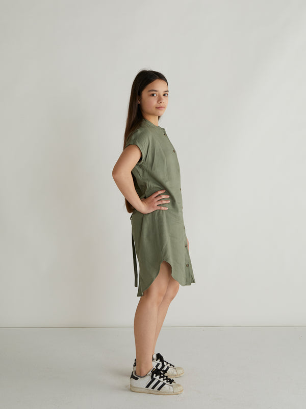 GRUNT Jedo Linen Dress Dresses Army Green