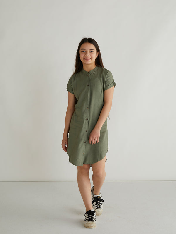 GRUNT Jedo Linen Dress Dresses Army Green