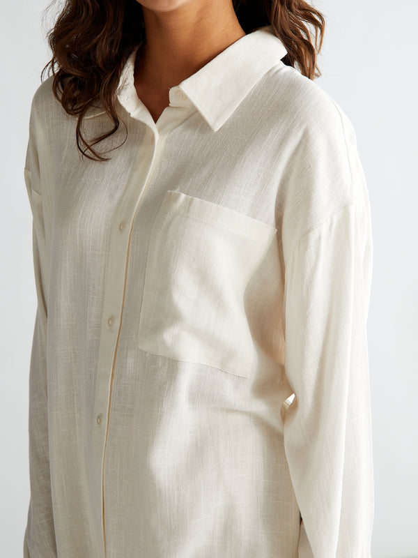 GRUNT Latti LS Linen Shirt Shirts White